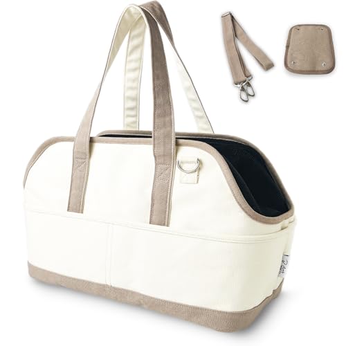 dot. ペット キャリーバッグ 犬 猫 ペットキャリー トートバッグ 小型犬 帆布 生成り ショルダー 顔出..