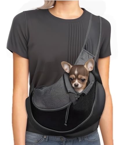 HAPPY SUGAR 犬 抱っこ紐 ペットスリング メッシュ ドッグバッグ 飛び出し防止 小型犬 (ブラック)