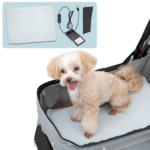 PETSELECT (ペットセレクト) ペット カート 用 クールシート AirLinerPet エアライナーペット (ペールアクア, 本体セット) 電池ケース付 5つの送風ファン ひんやり 接触冷感 お出かけ ペットカート