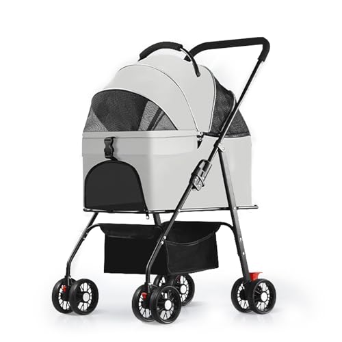 4輪ペットカート分離型ドッグカート メッシュ通気性 折りたたみ式 収納バスケット付き コンパクト 犬 ..