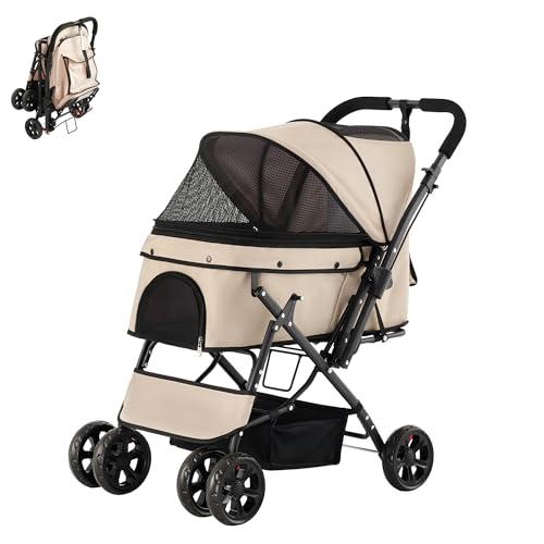 MOTASAN ペットカート 犬カート 対面両用 多頭 折りたたみ 収納 コンパクト 大開口 ストッパー 中型犬 ..