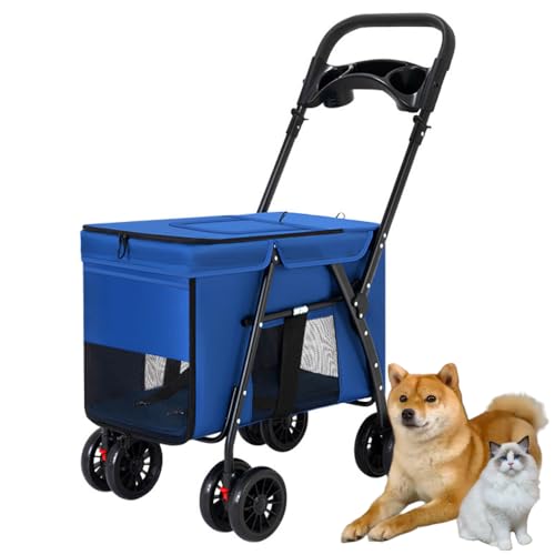 PonyLes ペットカート 中型犬 バギー 多頭 軽量 小型犬 猫 コンパクト 折り畳み 組み立て簡単 4輪 前輪..