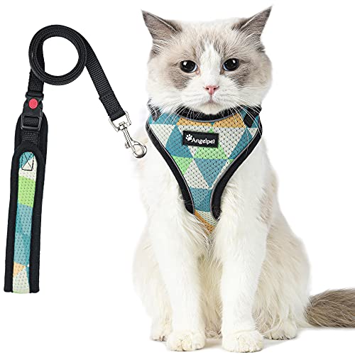 猫 猫用 ハーネス 胴輪 猫具 ねこ ネコ 子猫 子犬 小型犬 散歩 お出かけ 抜けない ベスト ソフト胸あて 軽量 頭を通さずマジックテープで装着 サイズ調節可 夜反射 通気メッシュ (Sサイズ (x 1
