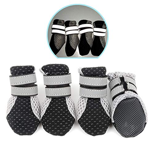 ペット 犬用靴 小中型犬 犬 靴 サンダル やわらかい 春 夏 用 室内 室外 ドッグブーツ 軽量 シューズ ゴム底 通気 メッシュ ドッグシューズ 肉球保護 足舐め防止 反射マジックテープ お散歩 3