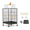 YASICA 鳥ケージ とりかご インコ ケージ 大型 豪華 キャスター付き 金属製 さびない オウム用 超大空間 中大型鳥向け トップダブルドアと天窓付き 引...