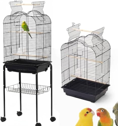 iimono117 鳥かご インコ 大型 スタンド付き (高さ140×幅46×奥行36cm) 持ち運び 鳥 ケージ バードゲージ 鳥小屋 引き出し式トレイ 止ま...