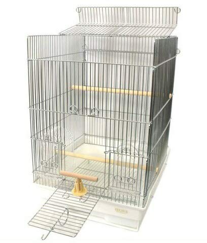 HOEI ホワイト 手のりケージ 42L x 37W x 55H cm 中型インコ用 広々な天井