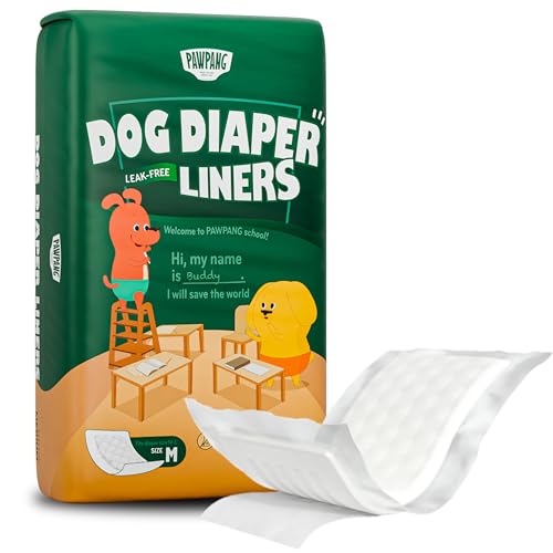 PAWPANG 犬用おむつライナー 100枚入 | 男の子のマナーベルトパッド | 女の子の生理用ナプキン | ペッ..