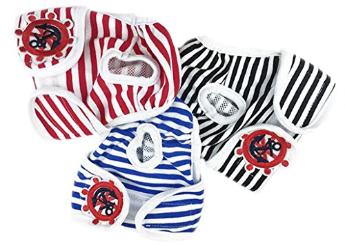 ふく福 ペット犬用 生理 パンツ 犬マナーパンツ 雌犬生理用品 お出かけ 船錨柄 (1個,色ランダム) (S)