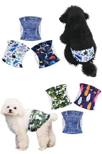 フェザーストア 犬 マナーベルト 3点セット オス メッシュ裏地 吸収層付き 防水加工 ウェストサイズ調整可能 マーキング防止 発情期 介護用 お漏らし対策 マナーパンツ (Sサイズ, カモフラ