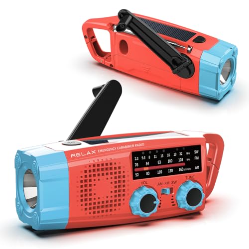 RELAX エマージェンシー カラビナ ラジオ ネオンカラー 防災 多機能ラジオ 日本正規店 AM FM SW ポータブルラジオ モバイルバッテリー 手回し充電...