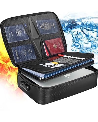 GoldenRiver 耐火バッグ 耐火ケース 手提げ金庫 耐火金庫 小型 鍵付き 収納 大容量 貴重品入れ 防火バ..