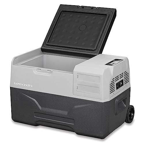 MAXWIN(マックスウィン) 車載冷蔵庫 30L ポータブル冷蔵庫 バッテリー内蔵可能 -20℃~20℃ ポータブル 冷凍 冷蔵 温度設定 キャスター付 牽引...