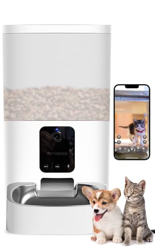 ◆商品名：ブリシア カメラ付き自動給餌器 猫 犬 自動餌やり機 6L大容量 アプリで1日8回まで wifi ペットカメラ 録音可 水洗いオリジナルステンレストレー付き 可能 オートペットフィーダー スマホで遠隔操作 (半透明)外出先からごは...