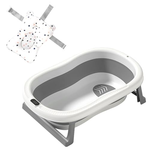 ELANPY ベビーバス 折りたたみ クッション付き 温度計付 赤ちゃん ベビー お風呂 沐浴 収納 シンク 栓 安定感 ワンオペ ペット シャンプー 水遊び ...