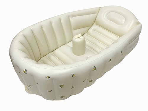 ポンプ内蔵ベビーバス ふわふわ安心設計! 丈夫な安全素材 折りたたみ 品質保証 新生児から使える ひんやりしない 軽量・持ち運び便利・旅行先にも最適!白色 黄色...