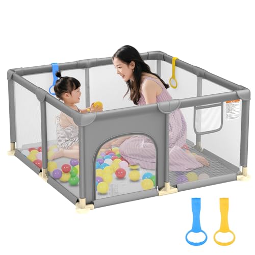 Dripex ベビーサークル 小さめ メッシュ 120x120x63cm 正方形 洗える コンパクト サークル 赤ちゃん 扉付き プレイヤード 子供 自立式 滑...