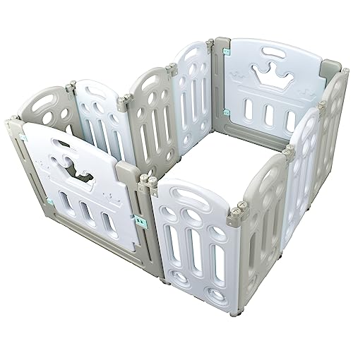 kaitou ベビーサークル キッズサークル ベビーゲート 柵ドア付き ハイタイプ 折りたたみ 簡単組立 10枚セット グレー×ホワイト