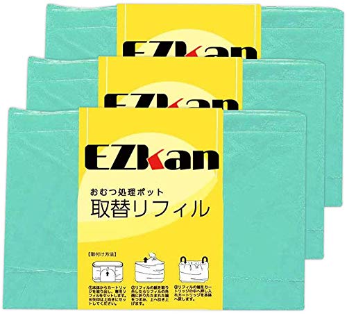 ◆商品名：EZkan 専用 取り替え ロール リフィル ごみ袋 EZ270 においをブロック (3個セット) 【無香料タイプ】【においをブロックする高密度ポリエチレン製 & 無香料タイプ】 EZkan（EZ270）専用の取り換えロールです。においをブロックする高密度ポリエチレン製。 さらに、日本人には気になる独特なパウダーのにおいを取り除いた無香料タイプ。「パウダーの香りが苦手！」というお客様の声にお応えして、無香料タイプをご用意いたしました。【EZkan専用ロールは横幅84cm！】 EZkan専用ロールは、大容量なEZkanに合わせて、大きめサイズの横幅84cm！ ロールを本体に設置するときもすっぽりと入ります♪【好きな長さにカットしてポイ！】 ロール式のゴミ袋だから、使った分だけカットして捨てることができます。 ロールをカートリッジにセットしたら、EZkanの扉を開けてロールを下に引っ張ります。ロールの端を縛ればセット完了。 ゴミがたまったら、本体付属のカッターでカットして、切り取ったロールの端を縛って捨てるだけ！ ごみ捨てのたびに、新しいゴミ袋を設置する手間を省くことができるので、忙しいママにおすすめです♪においをブロックする高密度ポリエチレン製。パウダー臭を取り除いた無香料タイプです。 [仕様] 横幅84cm × 長さ11m [入数] 3ロール [素材] 高密度ポリエチレン [製造国] 韓国