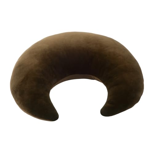 JEMAジェマ クッション もちもち ふわふわ 三日月型クッション 抱き枕 肘置き 背もたれ 腰当 読書 ゲーム クッション 授乳 カバー洗える ブラウン