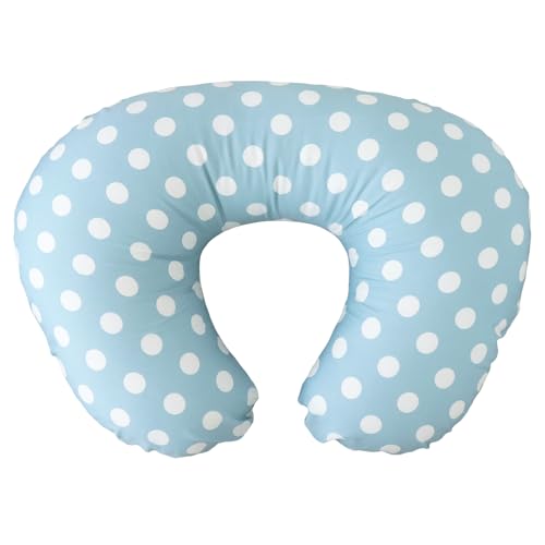 HashkuDe 授乳クッション (ポルカドット) コットン 日本製 洗える 授乳枕 ベビークッション 妊婦 新生児 赤ちゃん マタニティ ヘタリにくい 授乳グッズ 出産祝い (スカイブルー)