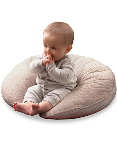 AQUA (アクア) おすわり クッション ベビー マタニティ 兼用 授乳クッション ベージュ 31×110cm 綿100% mofua モフア イブル cloud柄 キルティング 6220005