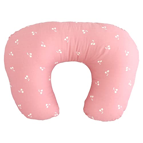HashkuDe 授乳クッション (さくらんぼ) ダブルガーゼ 日本製 洗える 授乳枕 ベビークッション 妊婦 新生児 赤ちゃん マタニティ ヘタリにくい 授乳グッズ 出産祝い (ピンク)
