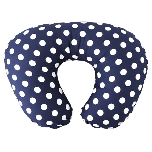 HashkuDe 授乳クッション (ポルカドット) コットン 日本製 洗える 授乳枕 ベビークッション 妊婦 新生児 赤ちゃん マタニティ ヘタリにくい 授乳グッズ 出産祝い (ネイビー)