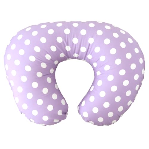 HashkuDe 授乳クッション (ポルカドット) コットン 日本製 洗える 授乳枕 ベビークッション 妊婦 新生児 赤ちゃん マタニティ ヘタリにくい 授乳グッズ 出産祝い (パープル)