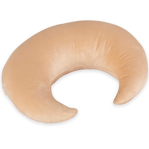 三日月型背もたれ クッション だきまくら もちもち フレックス 肘置き ゲーム 授乳 子供用抱き枕 洗えるカバー付き (ブラウン)