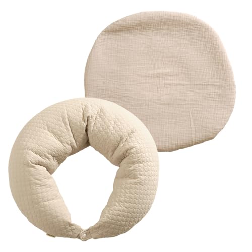 アンジュスマイル 4way マルチクッション 綿100% 授乳 サポート イブル 抱き枕 洗える マタニティ 腰枕 (ベージュ)