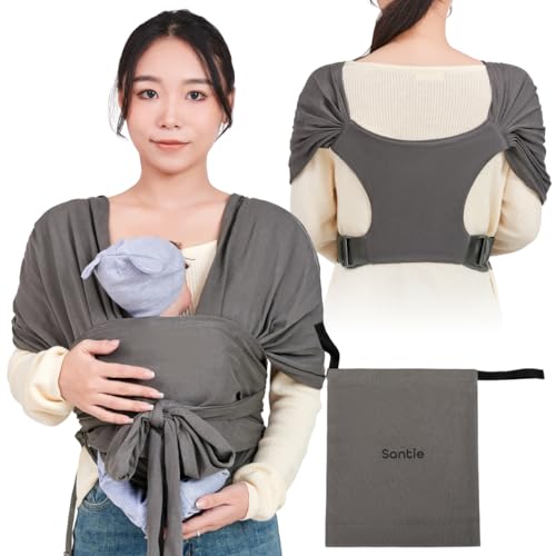 [Santie] 抱っこ紐 簡単に脱着減圧設計 サイズ調整可能 日本JIS検証済み 新生児-20kg (グレー, XS-XL)