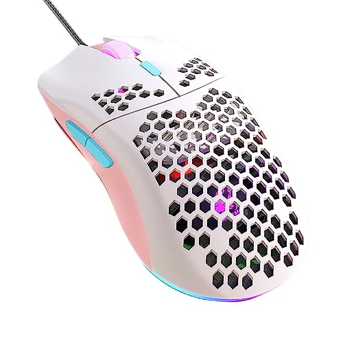 A.JAZZ M1 有線ゲーミングマウス 65Gハニカムシェル軽量マウス 6400 DPI 6ボタンプログラマブルUSBゲーミングマウス 6色RGB 高精度セン...