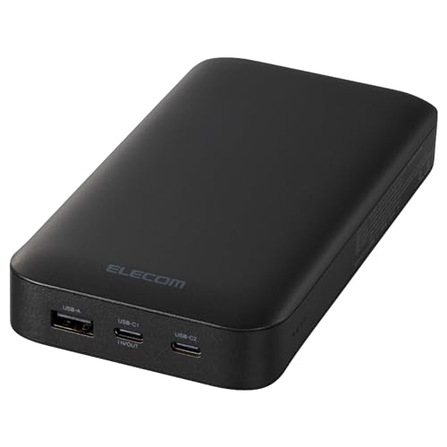 エレコム モバイルバッテリー 20000mAh 合計75W / 65W(単ポート) USB PD対応 3ポート Type-C×2 USB-A×1 大容量 C-C...
