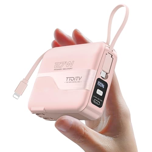 モバイルバッテリー 20000mAh 大容量 コンセント一体型【PD27W&22.5W急速充電/2本ケーブル内蔵/折畳式ACプラグ】3台同時充電 LCD残量表示...