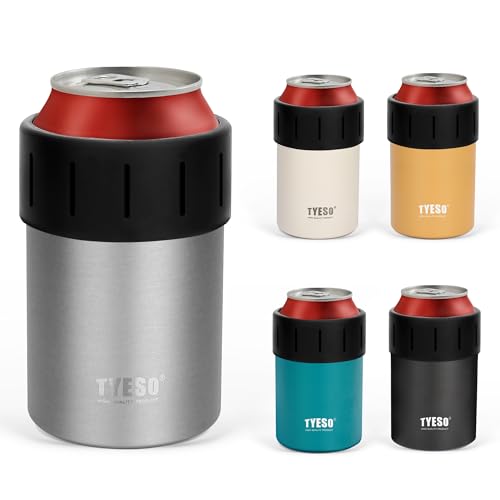 TYESO タンブラー 缶ホルダー 保冷 ペットボトル 保温 保冷缶ホルダー 350ml 缶用 滑り止め 真空断熱 (銀, 350ml)