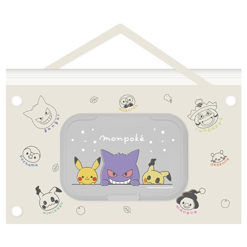 ◆商品名：【モンポケ(monpoke)】 ウェットティッシュ ポーチ登場 抗菌 ビタット ウェットシート おしりふき 携帯 モンポケポーチ (ひょっこりグレー)水洗いOK清潔キープ貼って剥がして、繰り返し使える抗菌仕様縦・横吊り・手さげ可能な3wayビタットジャパン公式ショップです。 貼って剥がして、繰り返し使えるウェットシートのふた「ビタット抗菌」と3WAYウェットシートポーチのセット。ビタットを取り付けて取り出しスムーズ。ポーチにはお菓子や小物などを入れられる便利なポケット付きです。また、使用シーンに合わせてハンドルの付け方を変えられます。【ウェットシート使用方法】1.本体裏面のはくり紙をはがします。 2.ポーチの取り口の周りにシワができないように貼りつけます。※粘着面に隙間があいていると中身が乾く原因になります。隙間ができたら貼り直してください。 3.ポーチからはがすときは本体を持ってゆっくりと。フタが開いた状態で引っ張ると破損の恐れがあります。 また、勢いよくはがすと、まれに粘着シートが本体からはがれることがあります。 4.ホコリなどで粘着力が弱まった場合は、水洗いでやさしく取り除き自然乾燥してください。手垢などの油類が付着した場合は、中性洗剤かアルコールで優しく拭き取ってください。【ウェットシート注意】●ポーチ表面の水分、油分、手垢、ホコリなどは取り除いてから使用してください。●粘着面に手を触れると、粘着力が低下する場合があります。●粘着面が直接日光に当たらないようにしてください。変色や劣化の原因となります。●はくり紙をはがした状態で粘着面を放置すると劣化の原因になります。使わない場合はプラスチック製の下敷きなどに貼り付けて保存してください。●粘着面の変色が見られた場合は、粘着力を確かめてご使用ください。●当製品は繰り返しお使いいただけますが、粘着面も劣化しますので、汚れを取り除いても再使用できなくなった場合は買い替えをお勧めします。※使用環境や頻度によって異なりますが、およそ4カ月前後が交換の目安です。連続脱着テスト100回以上（弊社基準）●貴重品には使用しないでください。●お子様の手の届かないところに保管してください。●粘着シートは手作業で加工しているため、仕上がりに若干の差が生じる場合があります。予めご了承ください。●本製品は、抗菌剤を練り込んでいます。●抗菌加工は、全ての菌の増殖を抑制するものではありません。●商品カラーやパッケージデザインは予告なく変更される場合がございます。