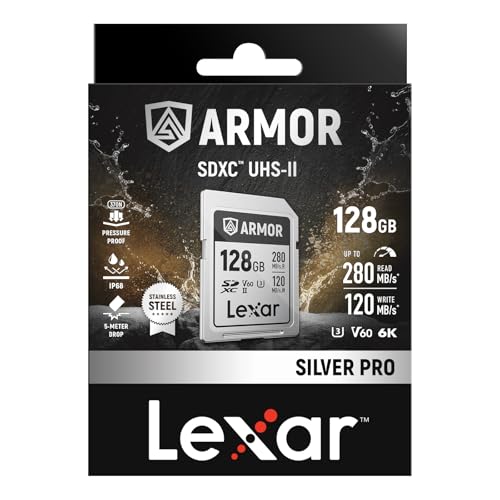 Lexar ARMOR SILVER PRO SDXC UHS-II ꡼128GB ɼ® 280MB/s ® 120MB/s 6K...