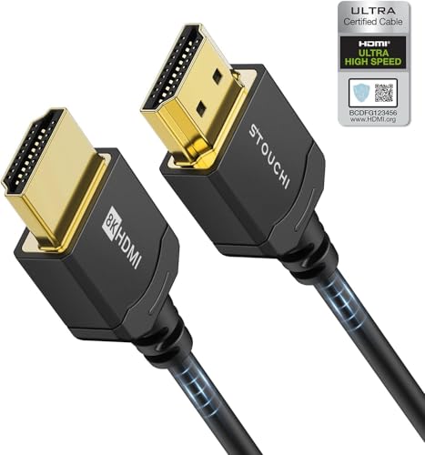 【極細・超柔軟HDMI】Stouchi 1M 10K 8K HDMIケーブル 48Gbps ウルトラスリム 超薄型 4K@144Hz 120Hz H..