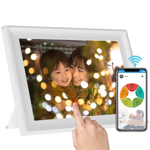 デジタルフォトフレーム 10.1インチ 多機能WiFi 音楽 動画 転送 遠隔 タッチスクリーン 人感センサー カレンダー付 自動オンオフ デジタルアルバム プレゼントに スマホ転送 アラーム カレン