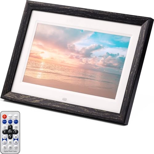 サンワダイレクト デジタルフォトフレーム 10.1インチ 1024×600画素 SDカード/USB 対応 写真/動画/音楽 スライドショー リモコン付 壁掛け対応 木目調フレーム付き 400-MEDI048WD