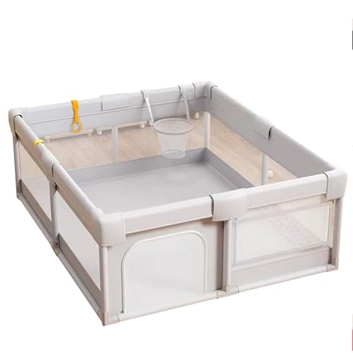 Yangweng ベビーサークル ベビーフェンス 滑り止め吸盤付き バスケット付き ドアロック付き 大型 外側ロック 扉付き 吊り輪付き カバー付 室内外対応 ...