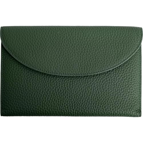 [RafiCaro] お薬手帳 ケース 母子手帳 カバー 牛革 カード 20枚 まとめて収納 2人分 ペンホルダー 多ポケット 大容量 診察券 保険証 グリーン