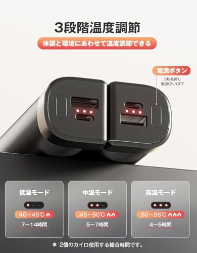 HAGOOGI (ハゴオギ) 充電式カイロ 電気カイロ クリスマス プレゼント 急速発熱 3階段温度調節 モバイルバッテリー 10000mAh大容量 ハンドウォーマー 14時間連続発熱可能 急速充電 エコ 小型 超軽