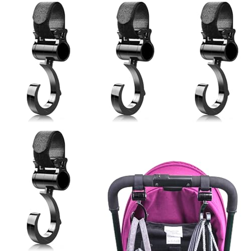 DEVENTORZ 4個ベビーカーフック マジックテープ式 マルチフック 滑り止め 360度回転式 耐荷重20kg 荷物..