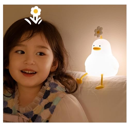 TJT 授乳ライト ナイトライト かわいいベッドサイドランプ 花アヒルデザインのシリコン授乳ライト 3段調光 30分タイマー機能 (花アヒル)