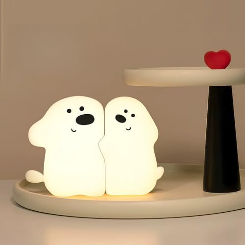 AUSTYLCO 目覚まし時計ライト シリコンタッチライト 授乳ライト 照明 USB充電 かわいい誕生日プレゼント（ドッグ）