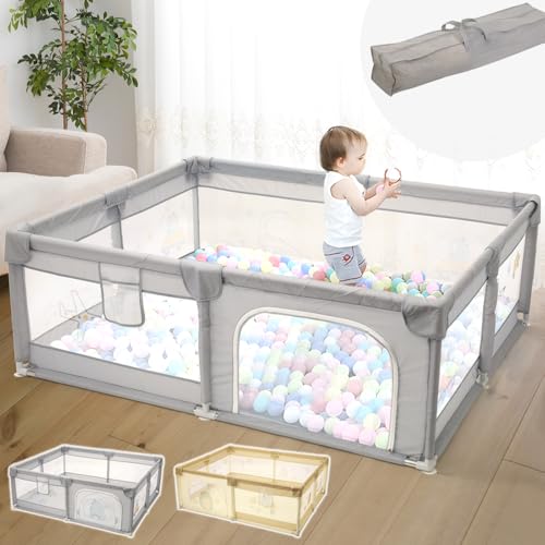 life_mart ベビーサークル 大型 【 150×180cm 150×200cm 0歳〜3歳 メッシュ 長方形 】 収納袋付き 扉付き ハイタイプ 出入り口...