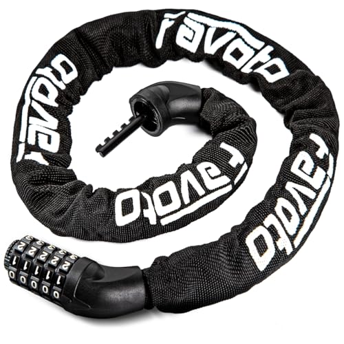 Favoto 自転車 鍵 94cm/114cm 8mm厚いチェーン チェーンロック ダイヤルロック 5桁ダイヤル式 カギ不要 暗証番号変更可能 2層構造 軽量6...