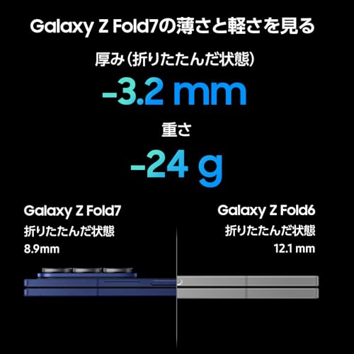 Samsung Galaxy Z Fold7 256GB |�����åȥ֥�å�|Galaxy AI�б�|SIM�ե꡼���ޥ� ���� ü��|FeliCa�б�|8.0�����|����215g|IP48�ɿ��ɿ�|QXGA+|�Хåƥ꡼ 4,400mAh|Android|SM-F966QZKASJP